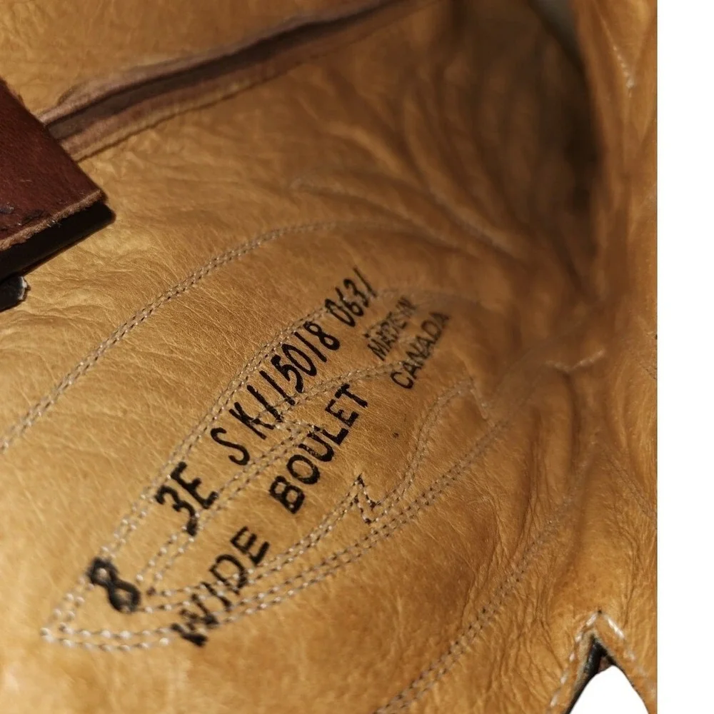 Vintage Boulet Leather Cowboy Boots, Western Brown, Decorative Stitching 8 Wide‎
